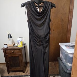 DKNY Black Draped Maxi Dress